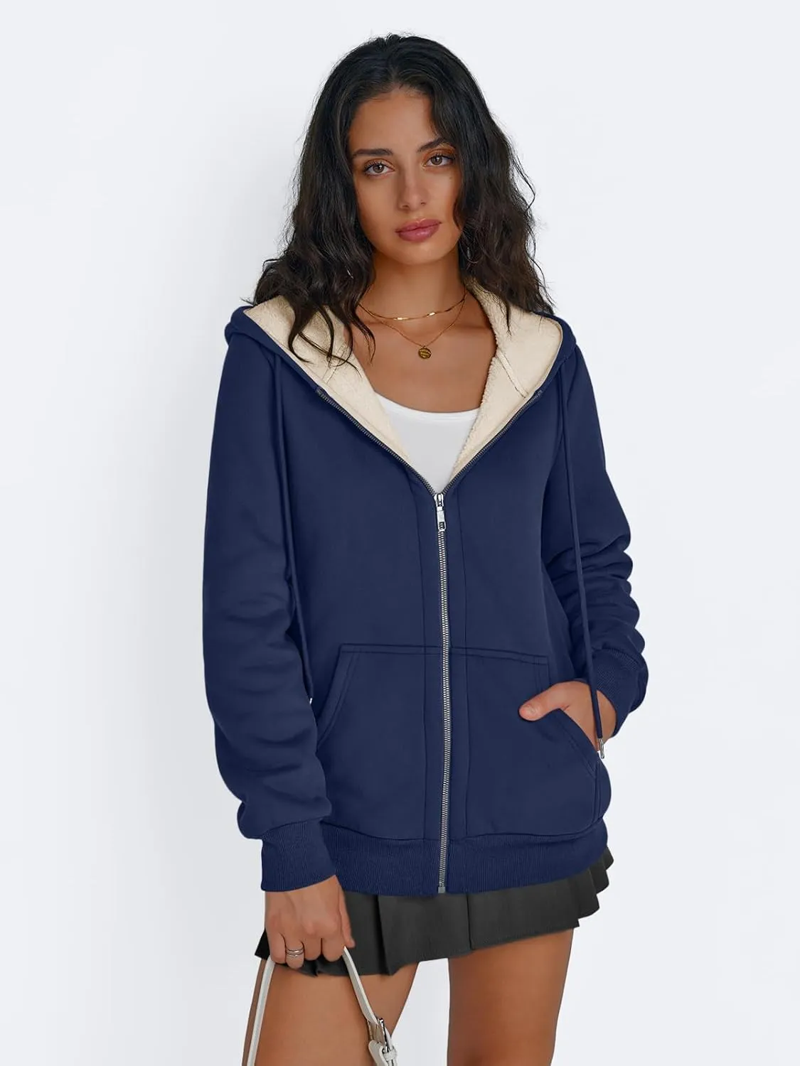 Trendy Queen Zip Up Hoodies for Women Fleece Lined Jackets Winter Coats Long Sleeve Sweatshirts Pullover Fall Clothes