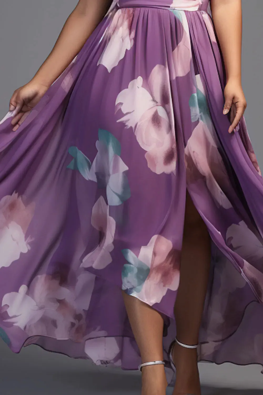 Tropical Holiday Purple Floral Dance Dress
