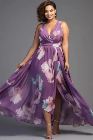 Tropical Holiday Purple Floral Dance Dress