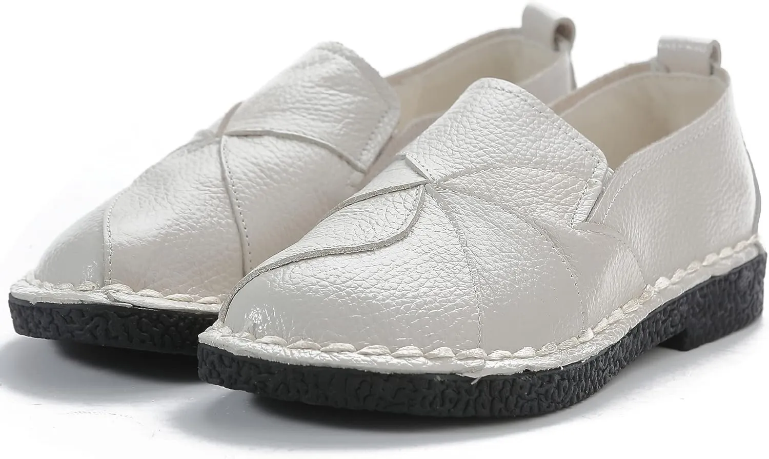 Trsorini Women Casual Loafers Shoes Comfortable Multi Color Stitching Leather Slip on Shoes for Lady Soft Sole Flat Driving Walking Dress