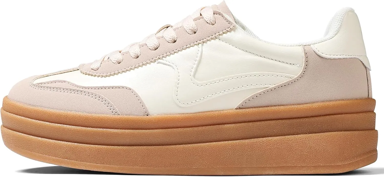 Tscoyuki Platform Women's Fashion Sneakers Casual Spring Shoes Non Slip Lightweight Walking Shoes Lace-Up Thick Sole Chunky Tennis Shoe
