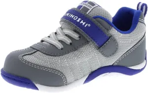 TSUKIHOSHI KAZ Kids Shoes - Strap-Closure Machine-Washable Kids and Toddler Shoes with Wide Toe Box & Slip-Resistant, Non-Marking Outsoles, Gray/Royal - 7 Little Kid (4-8 Years)