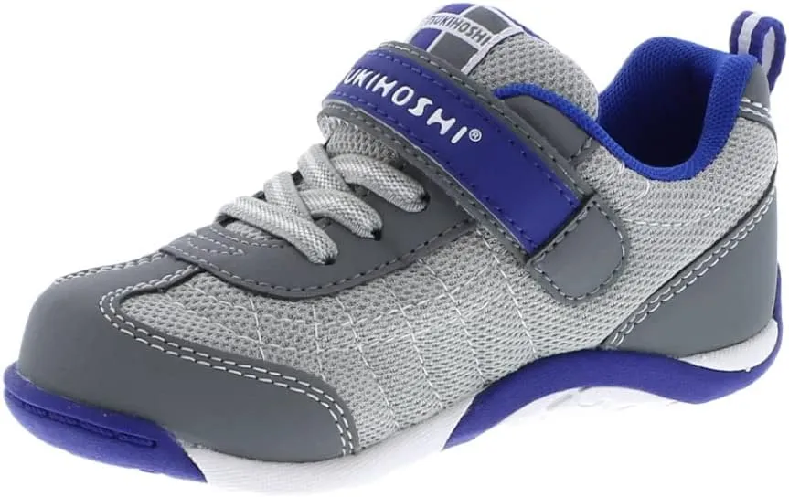 TSUKIHOSHI KAZ Kids Shoes - Strap-Closure Machine-Washable Kids and Toddler Shoes with Wide Toe Box & Slip-Resistant, Non-Marking Outsoles, Gray/Royal - 9.5 Toddler (1-4 Years)