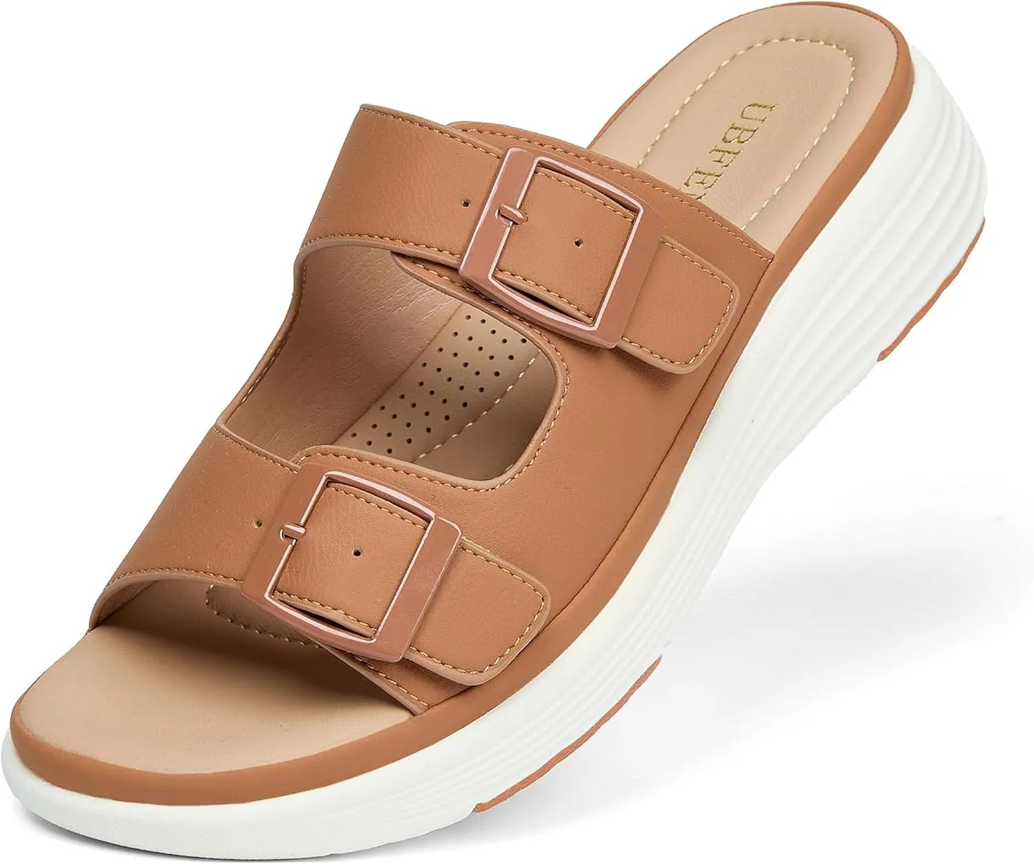UBFEN Womens Platform Sandals Comfortable Walking Slide Soft Cushioning Footbed Casual Dressy Wedge Sandals