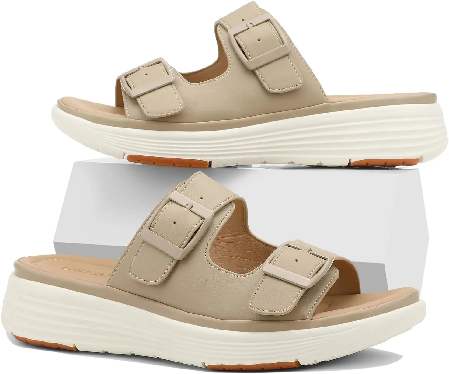 UBFEN Womens Platform Sandals Comfortable Walking Slide Soft Cushioning Footbed Casual Dressy Wedge Sandals