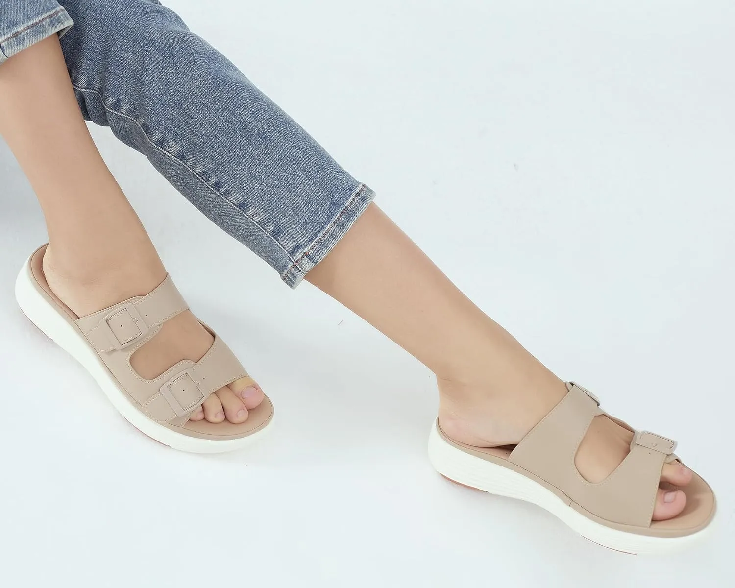 UBFEN Womens Platform Sandals Comfortable Walking Slide Soft Cushioning Footbed Casual Dressy Wedge Sandals