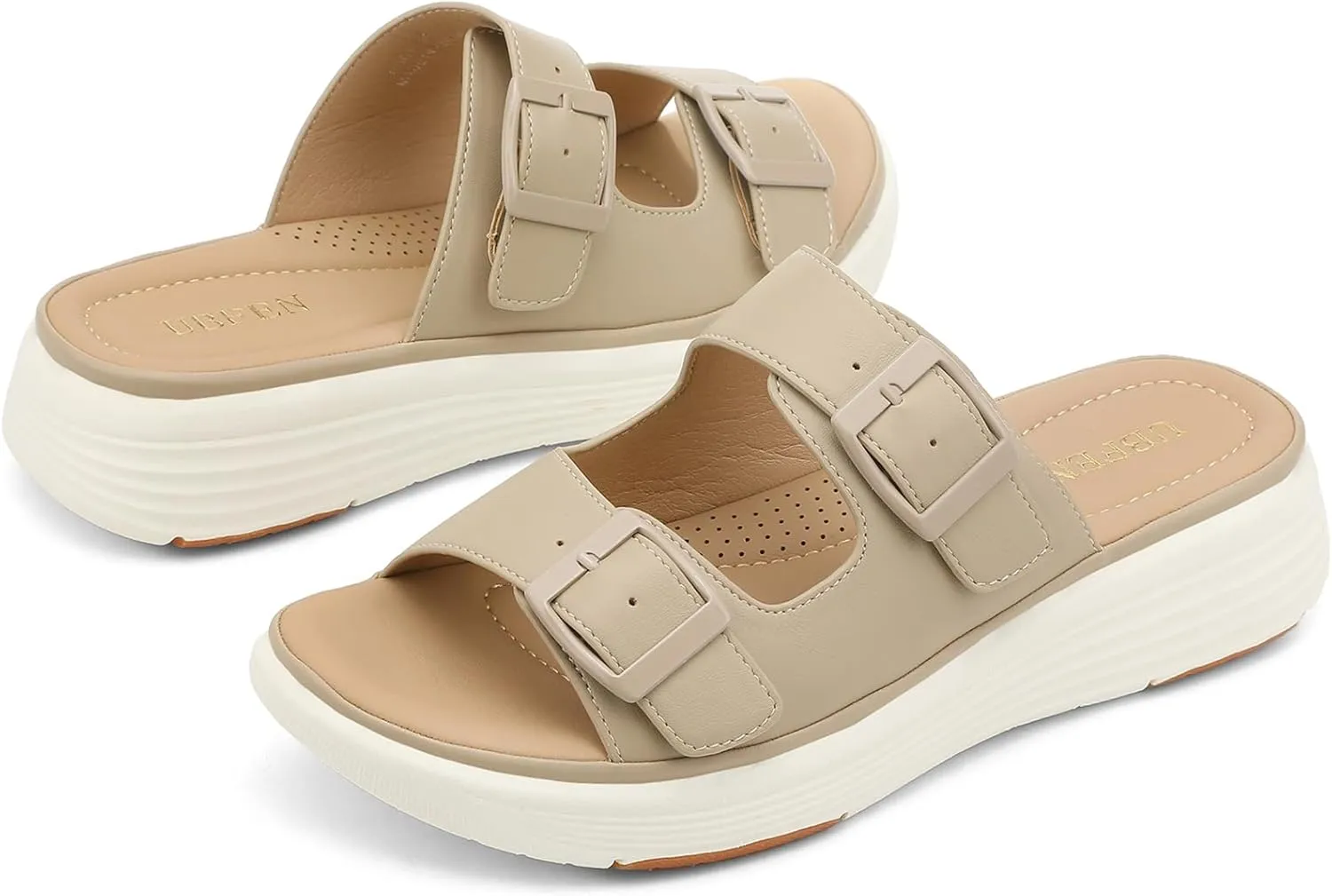 UBFEN Womens Platform Sandals Comfortable Walking Slide Soft Cushioning Footbed Casual Dressy Wedge Sandals