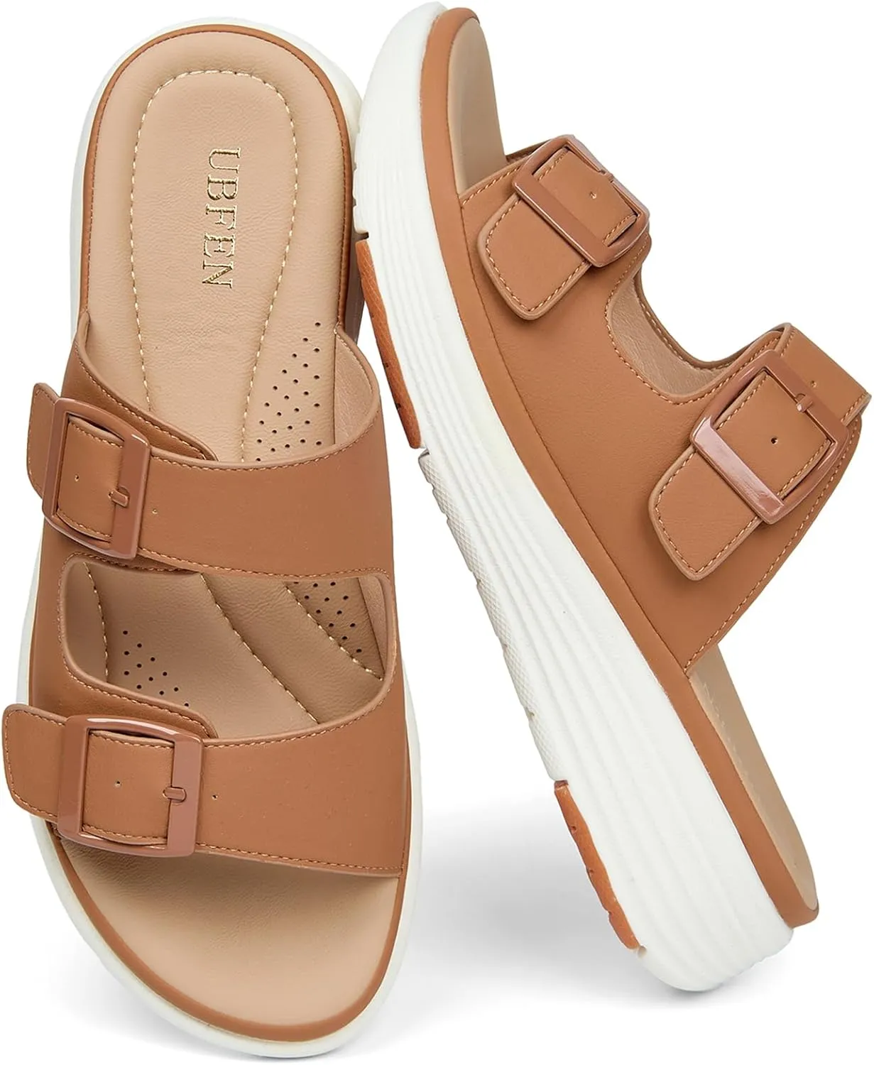 UBFEN Womens Platform Sandals Comfortable Walking Slide Soft Cushioning Footbed Casual Dressy Wedge Sandals
