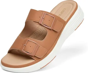 UBFEN Womens Platform Sandals Comfortable Walking Slide Soft Cushioning Footbed Casual Dressy Wedge Sandals
