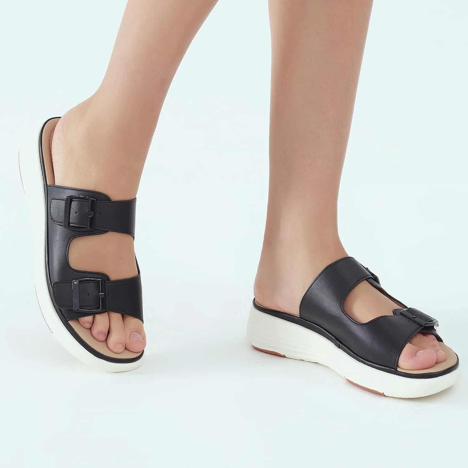 UBFEN Womens Platform Sandals Comfortable Walking Slide Soft Cushioning Footbed Casual Dressy Wedge Sandals