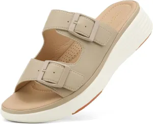 UBFEN Womens Platform Sandals Comfortable Walking Slide Soft Cushioning Footbed Casual Dressy Wedge Sandals