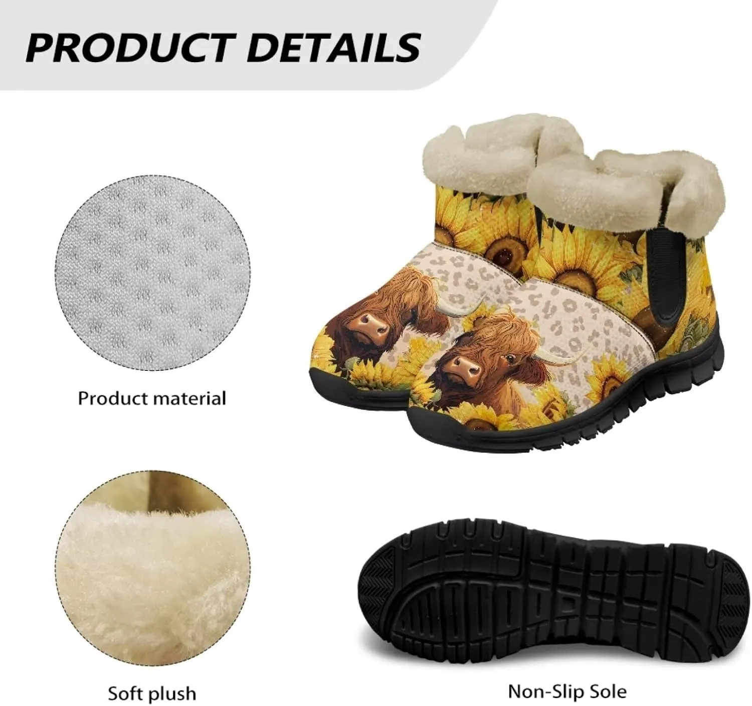 UNICEU Women's Snow Boots Warm Non-slip Womens Booties and Ankle Boots Winter Shoes Plush Lined Fuzzy Boots Walking Shoes