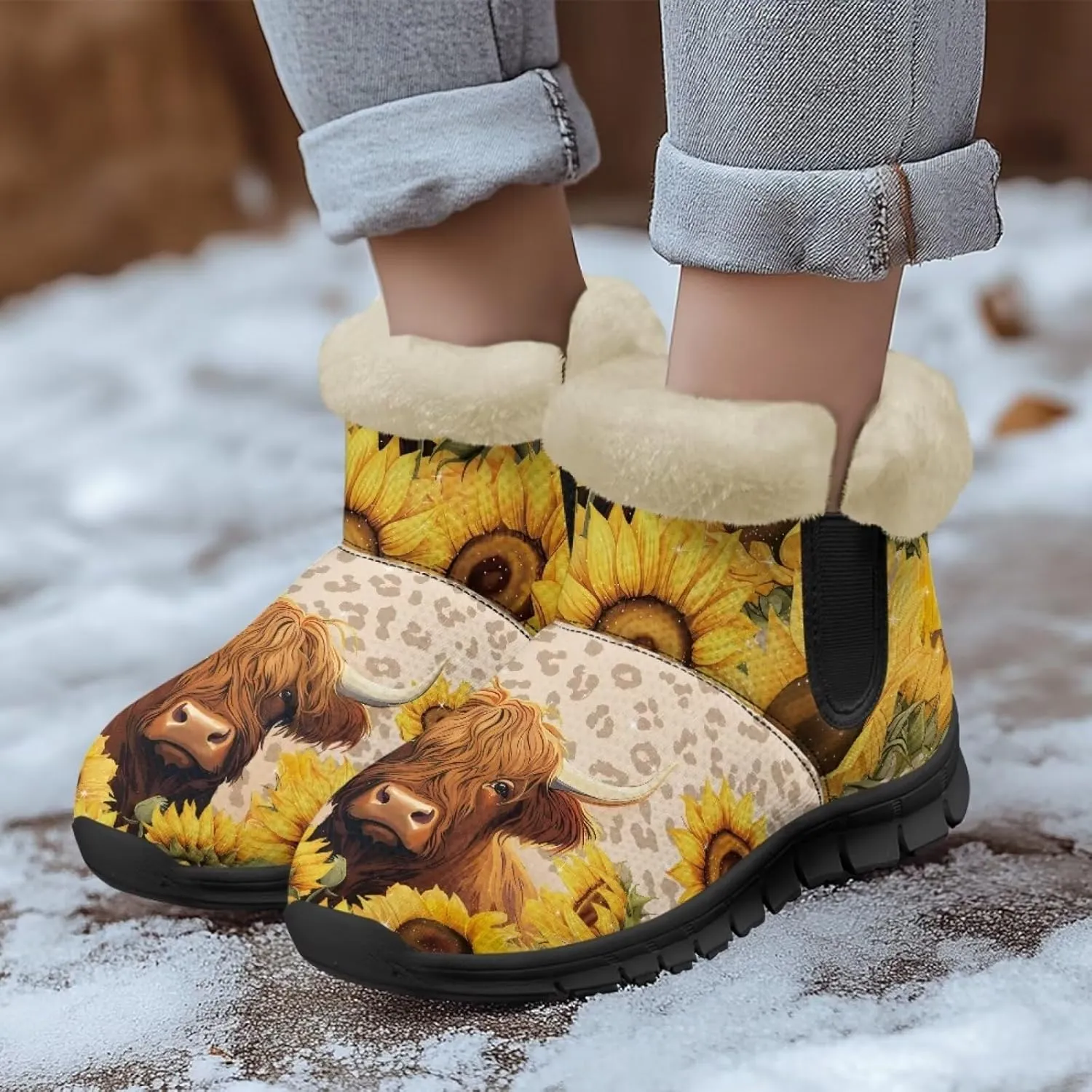 UNICEU Women's Snow Boots Warm Non-slip Womens Booties and Ankle Boots Winter Shoes Plush Lined Fuzzy Boots Walking Shoes