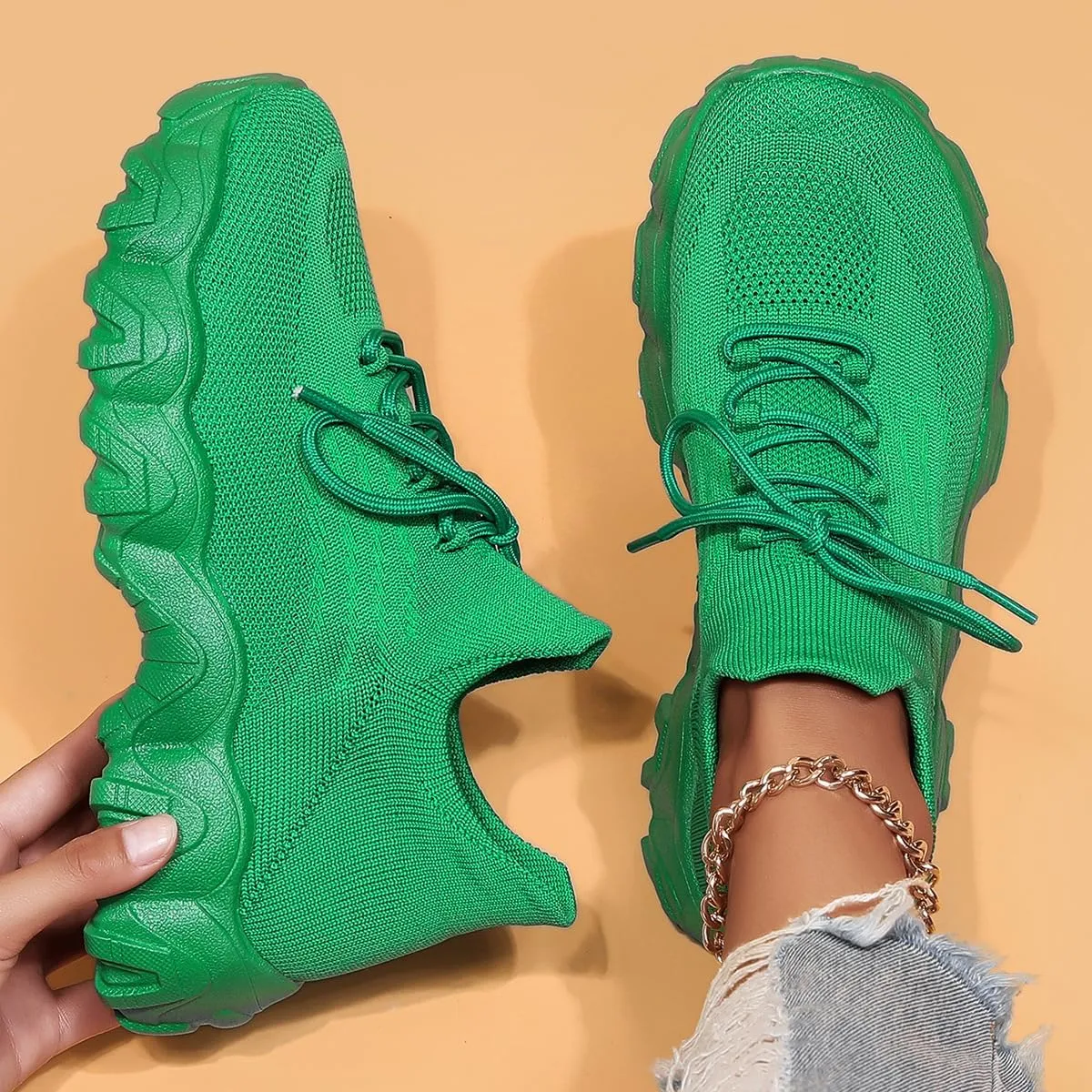 UOQAPRE Running Shoes Lightweight Sports Tennis Shoes Breathable Mesh Walking Sneakers Sock Casual Ladies Fashion Sneakers