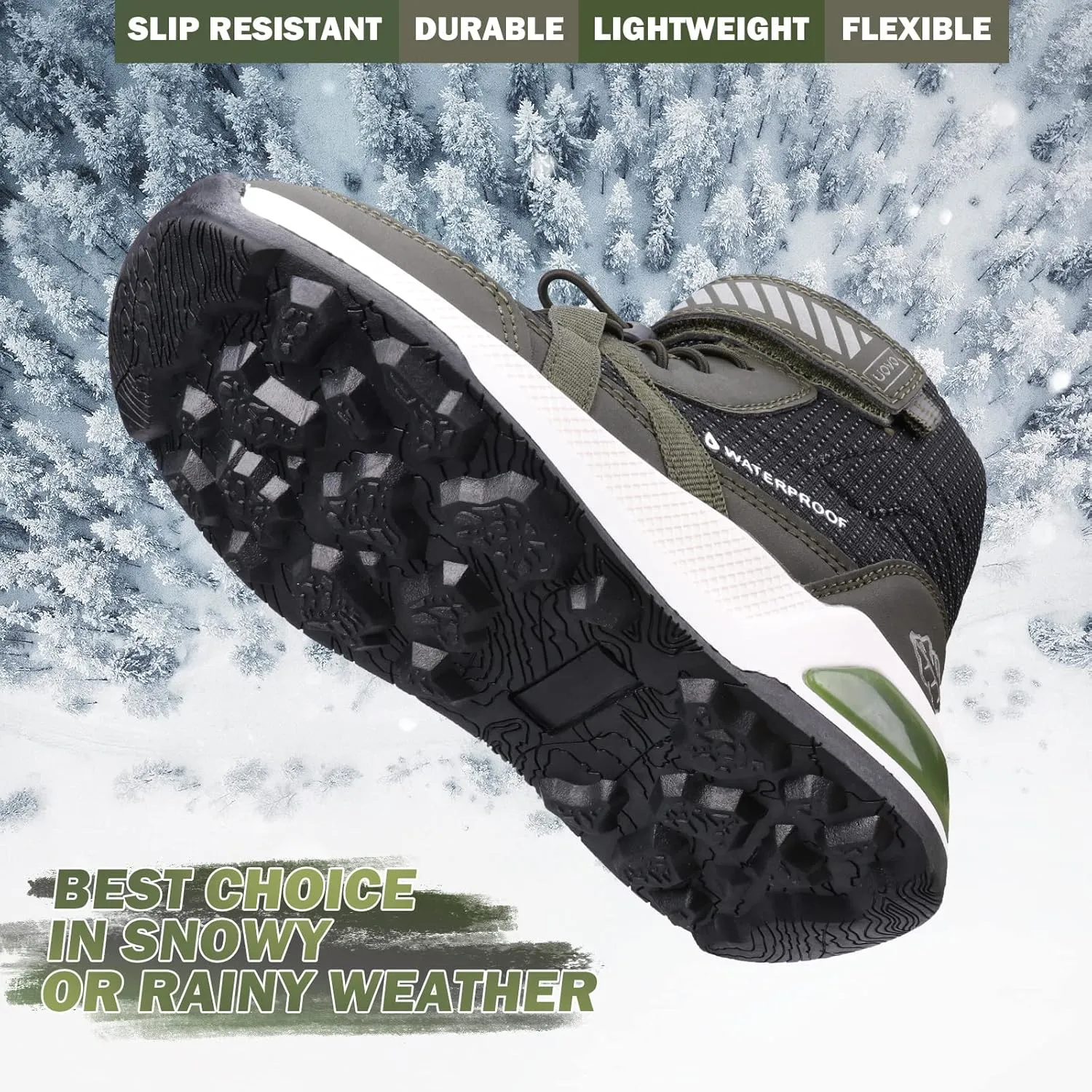 UOVO Boys Winter Snow Boots - Waterproof, Warm, Slip Resistant Outdoor Boots for Kids (Little/Big Boys)