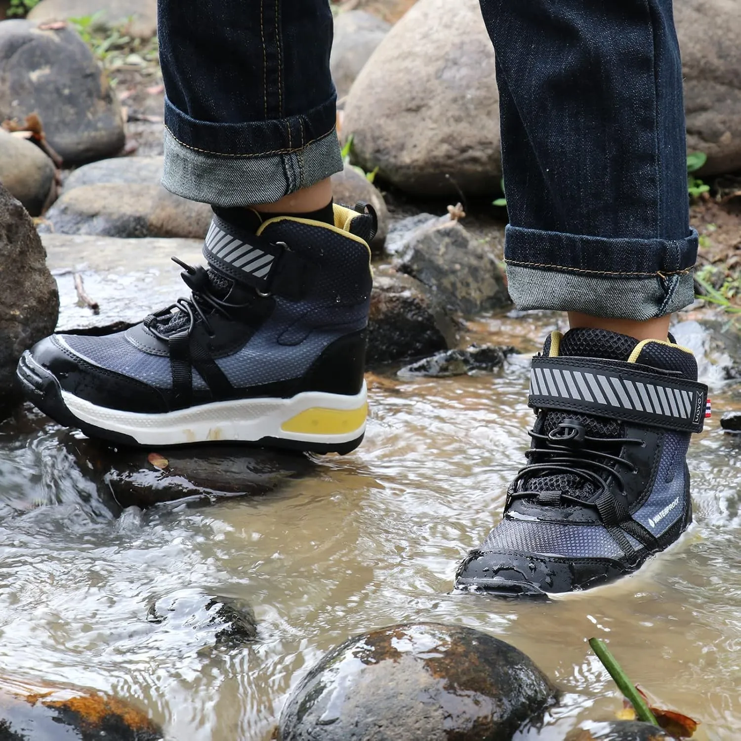 UOVO Boys Winter Snow Boots - Waterproof, Warm, Slip Resistant Outdoor Boots for Kids (Little/Big Boys)