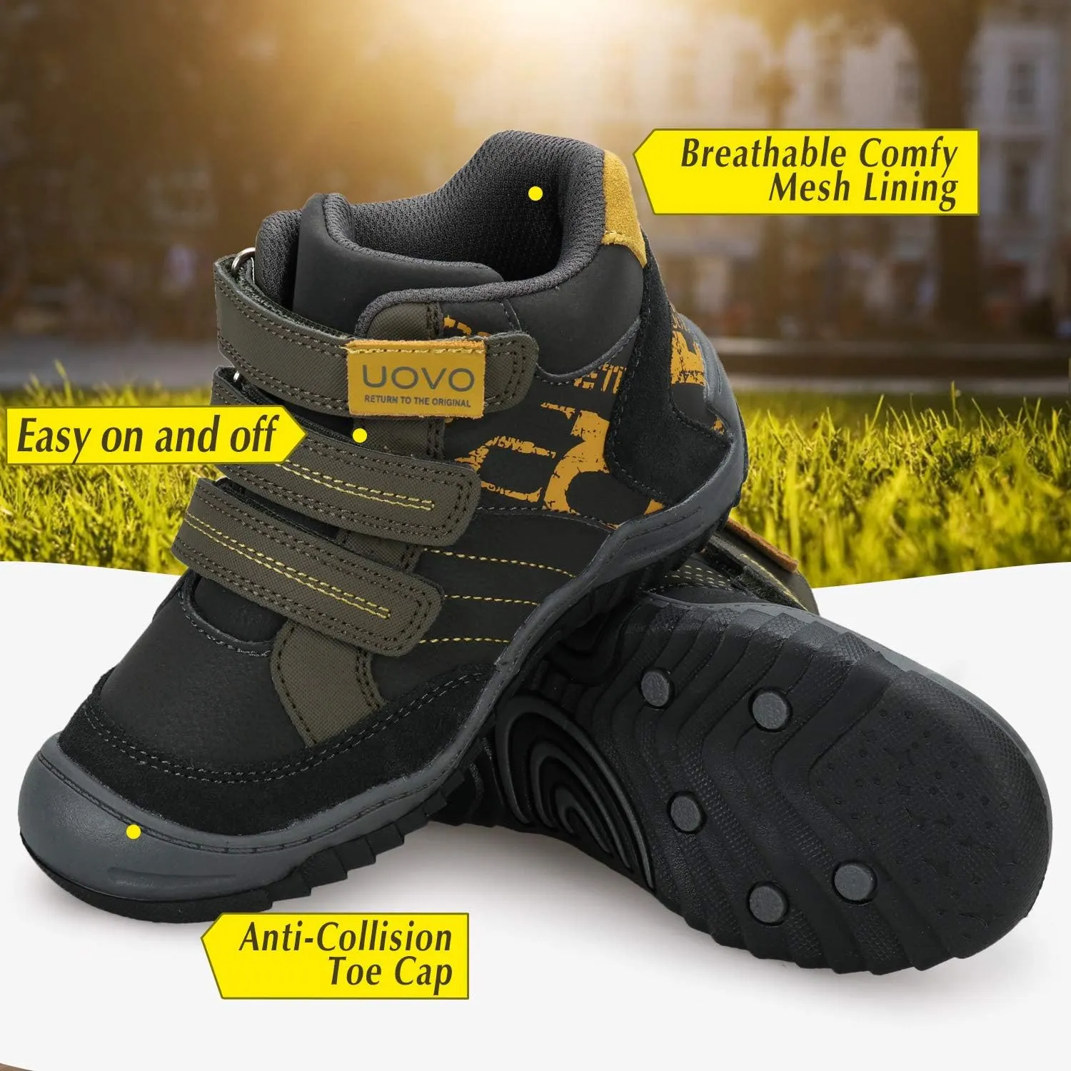 UOVO Boys Winter Snow Boots - Waterproof, Warm, Slip Resistant Outdoor Boots for Kids (Little/Big Boys)