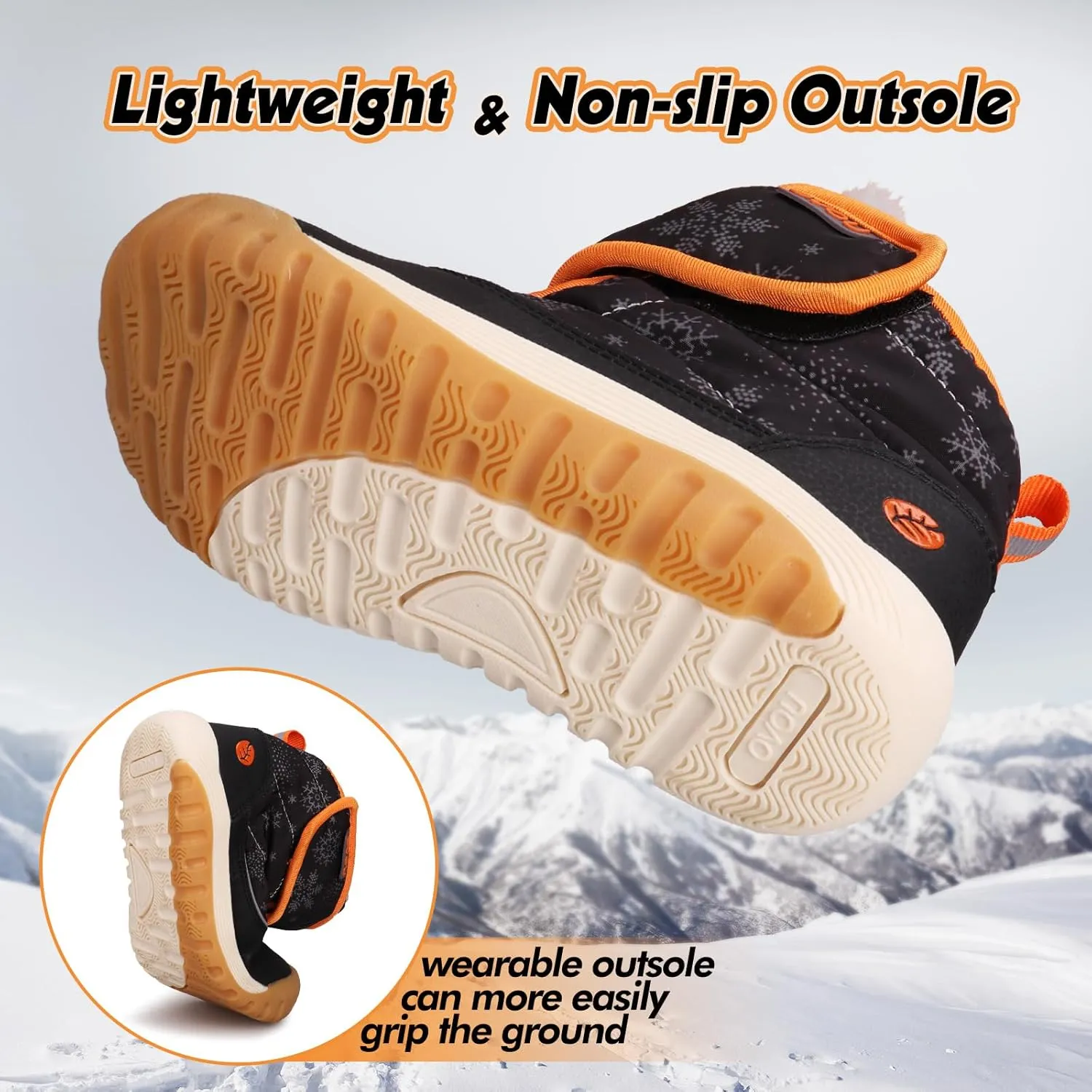 UOVO Kids Boys Winter Snow Boots Ankle Fur Lined Slip Resistant Outdoor Warm Shoes (Toddler/Little Kid)
