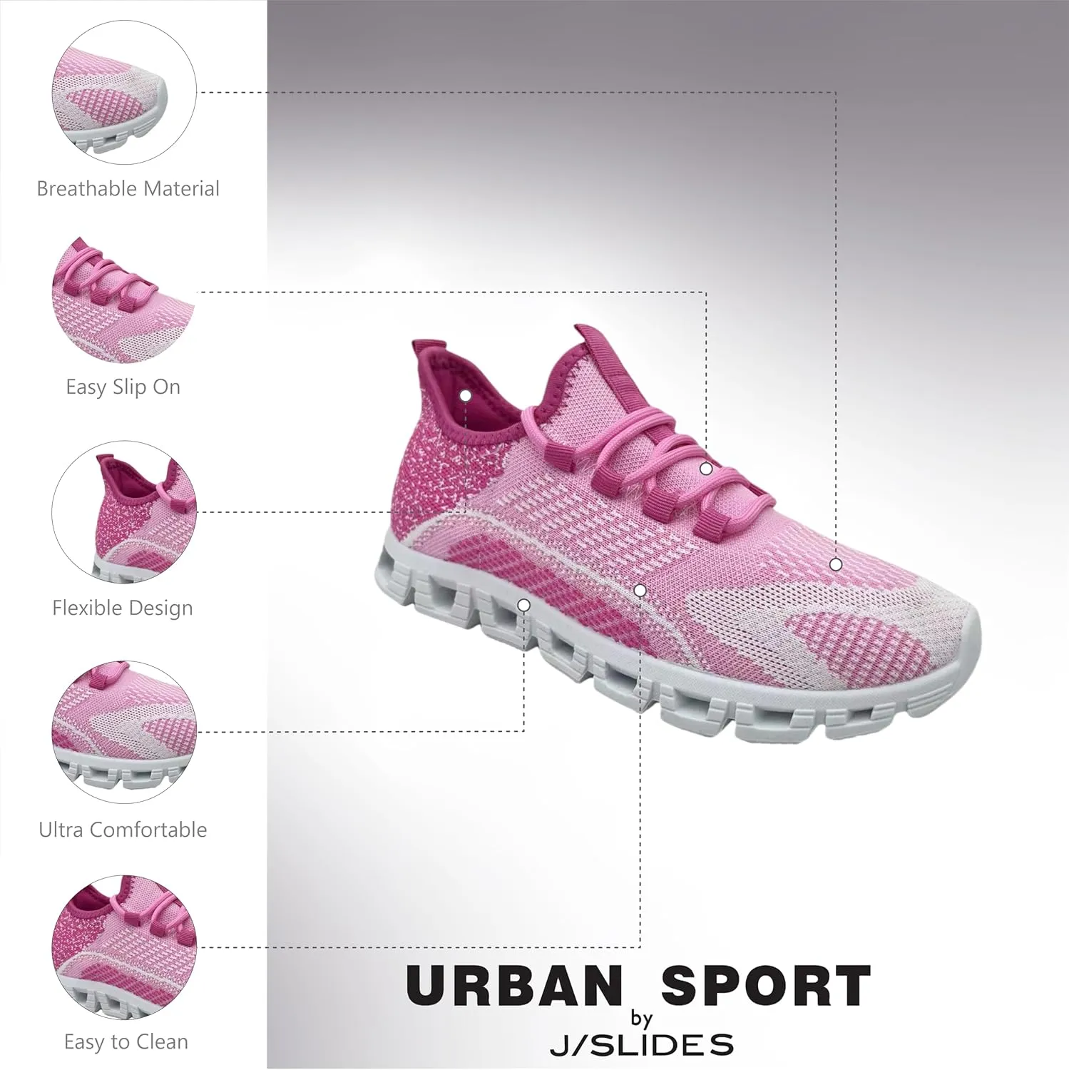 Urban Sport by J/Slides Cooper Women’s Athleisure Sneaker | Lightweight Casual Walking Shoes | All-Day Comfort Sneakers
