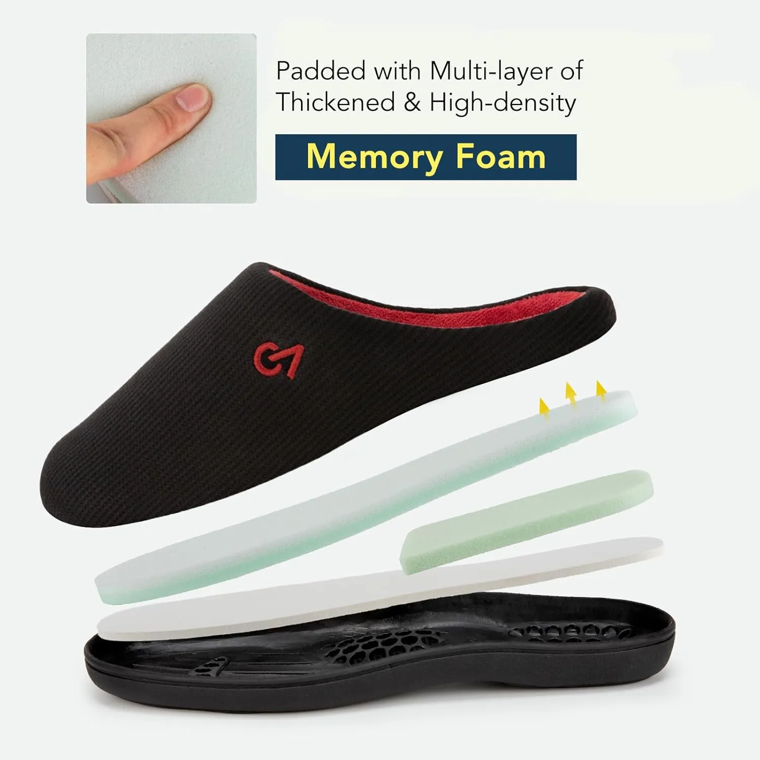VeraCosy Men's Two-Tone Memory Foam House Slippers Indoor Outdoor Durable Rubber Sole