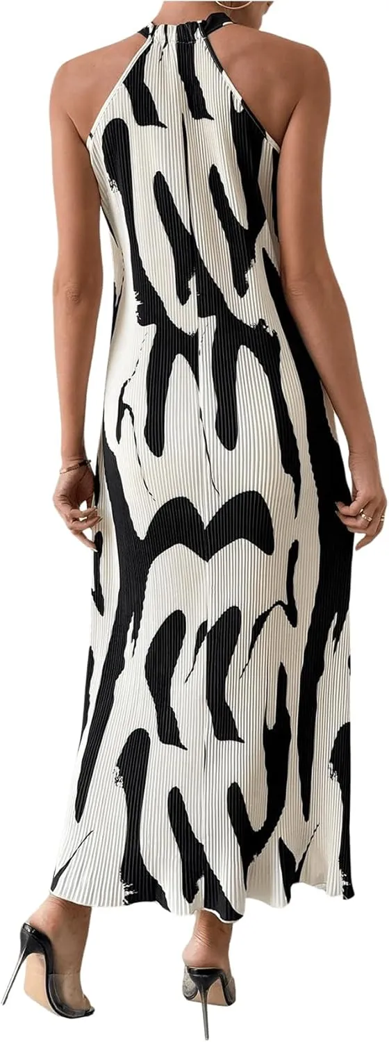 Verdusa Pleated Halter Summer Dress