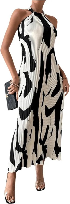 Verdusa Pleated Halter Summer Dress