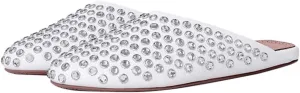 Vertundy Women's Rhinestone Flat Mules Fashion Round Toe Slip On Loafer Cusual Bling Crystal Slides Dress Flats Ladies