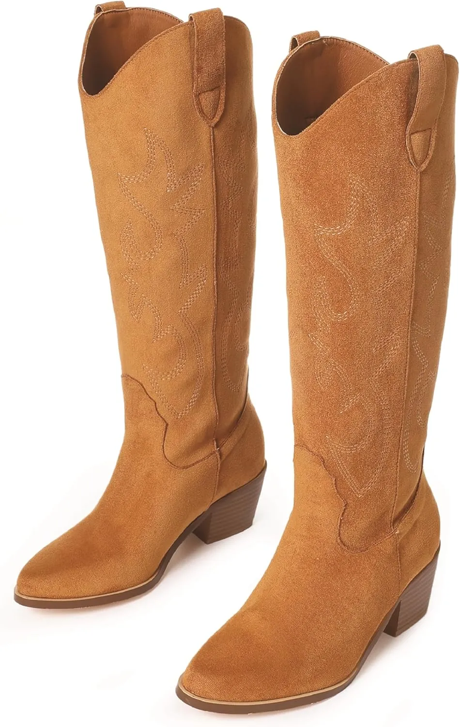 VIMISAOI Cowboy Boots for Women - Knee High, Pointed Toe, Wide Calf Western White Cowgirl Tall Boots