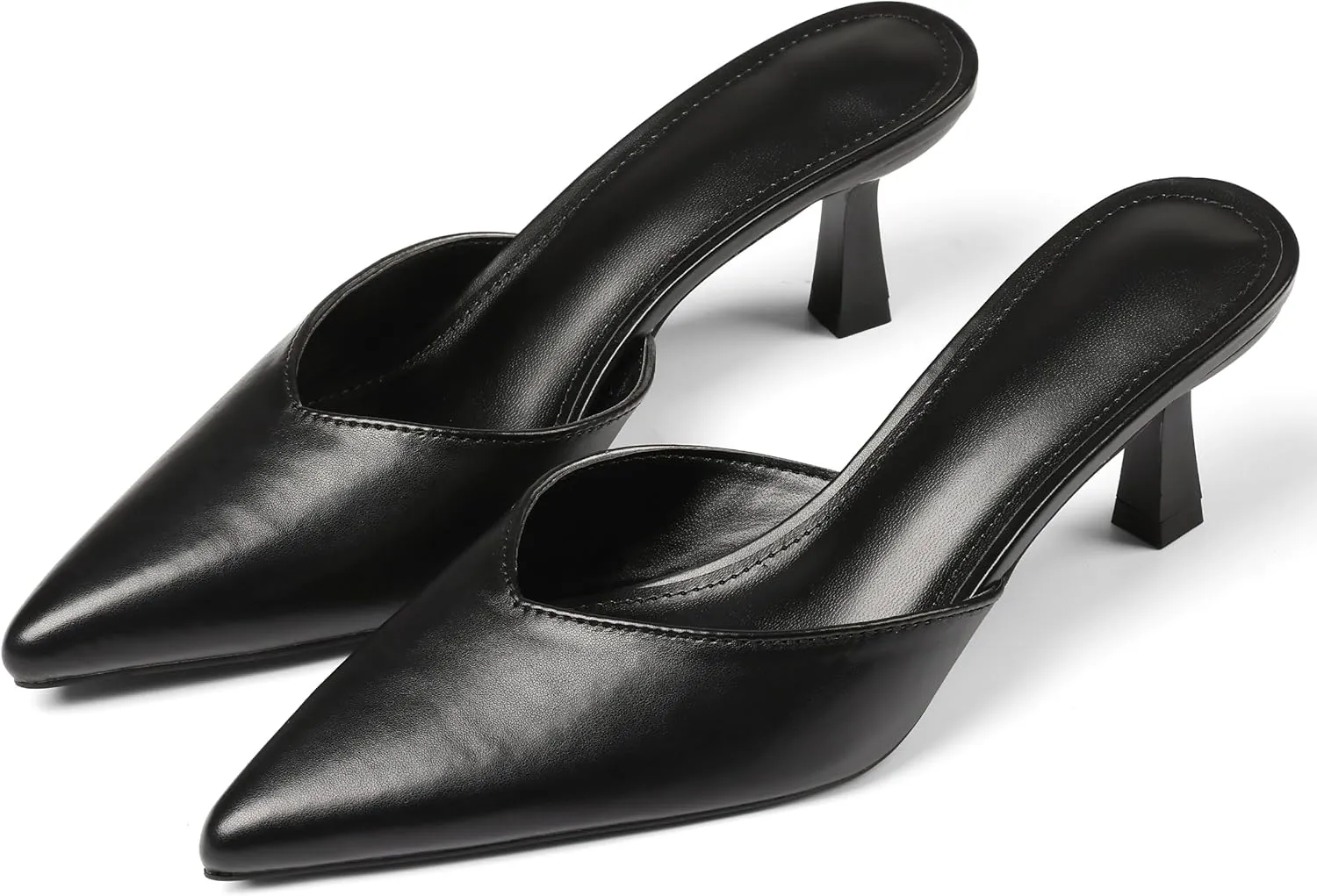 VOMIRA Black Kitten Heels for Women Closed Pointed Toe Stiletto Heels Black Mules for Women Slip On Slingback Heels Dress Party Wedding Heeled Sandals Women's Black Pumps Shoes