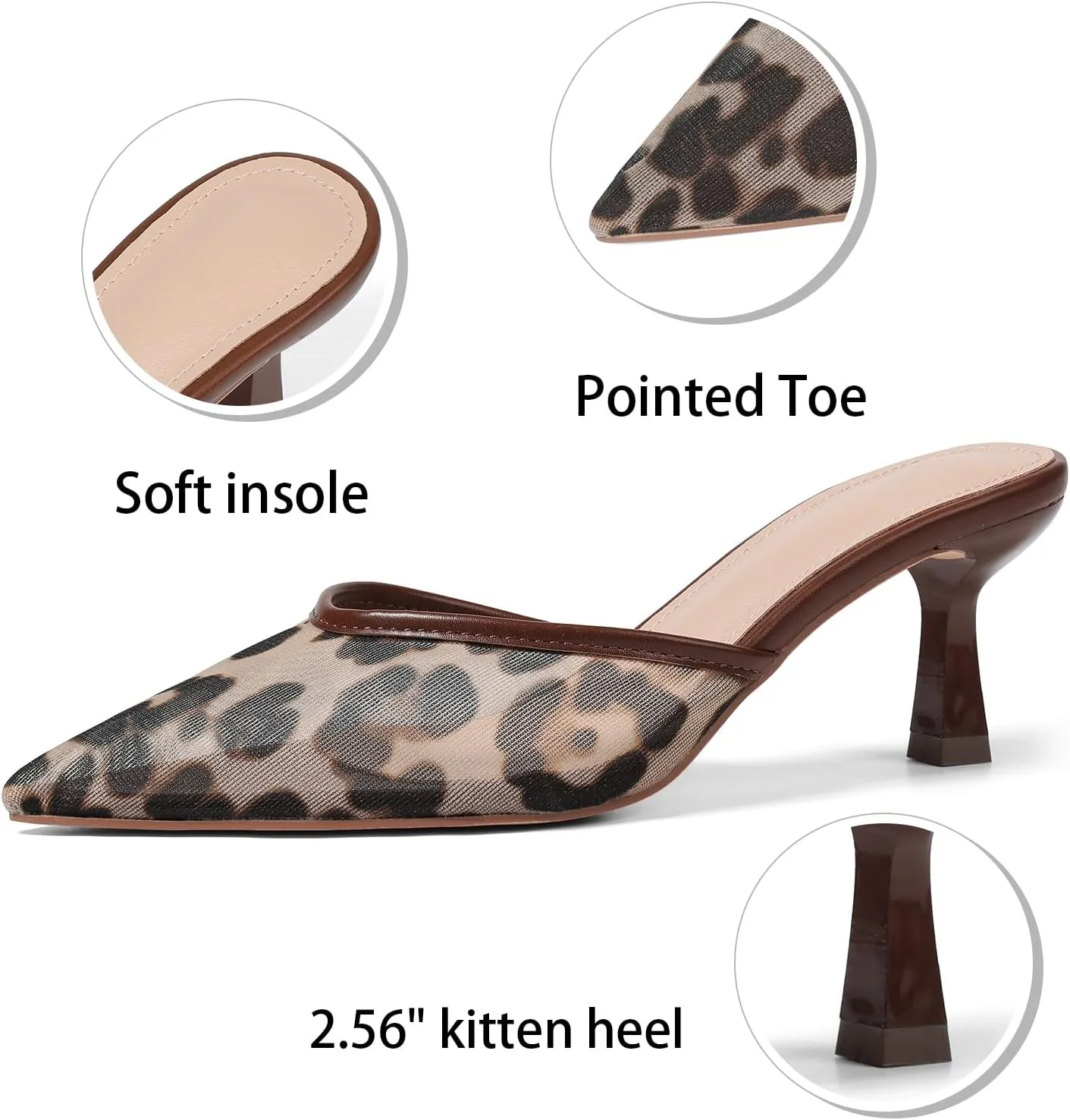 VOMIRA Black Kitten Heels for Women Closed Pointed Toe Stiletto Heels Black Mules for Women Slip On Slingback Heels Dress Party Wedding Heeled Sandals Women's Black Pumps Shoes