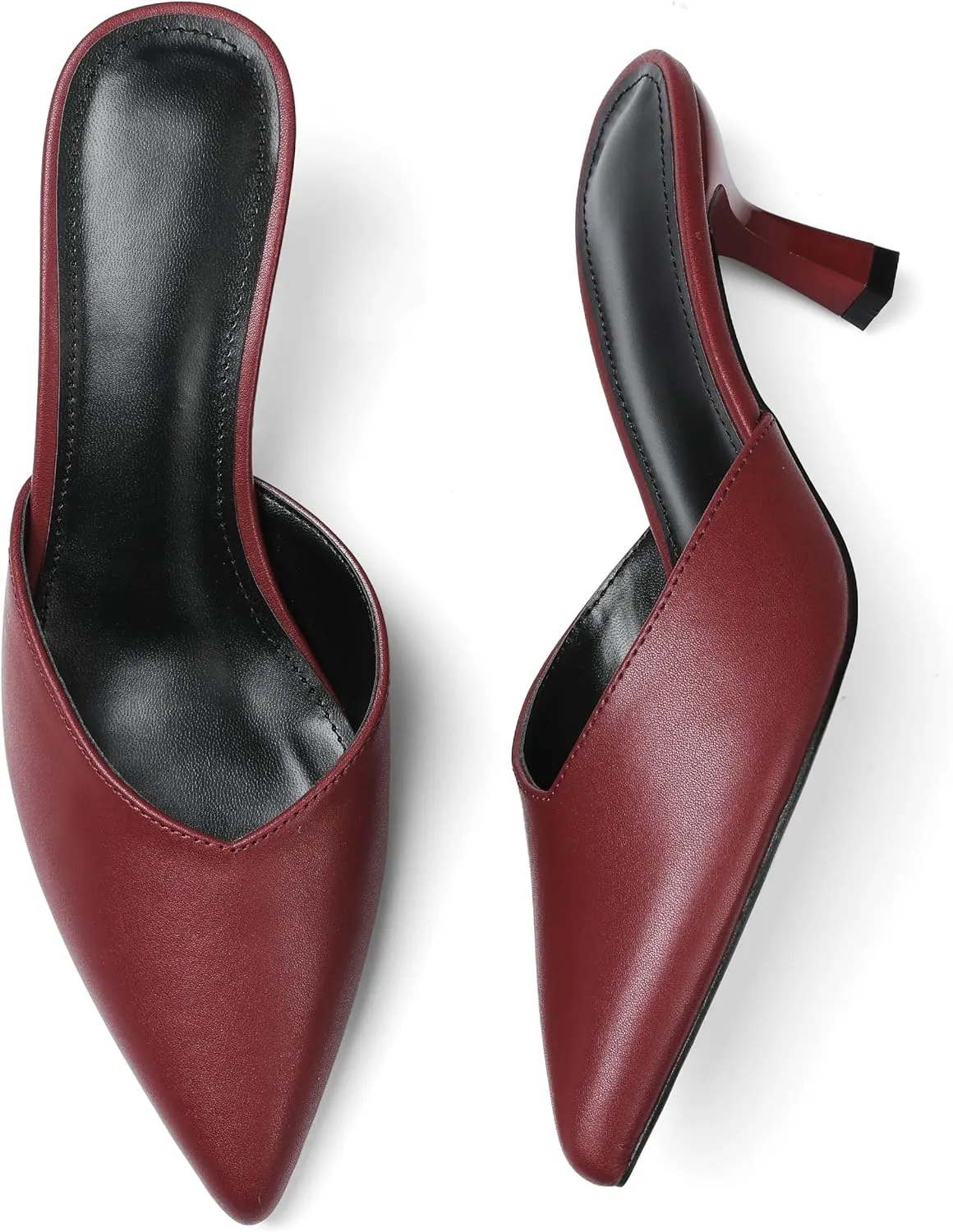 VOMIRA Black Kitten Heels for Women Closed Pointed Toe Stiletto Heels Black Mules for Women Slip On Slingback Heels Dress Party Wedding Heeled Sandals Women's Black Pumps Shoes
