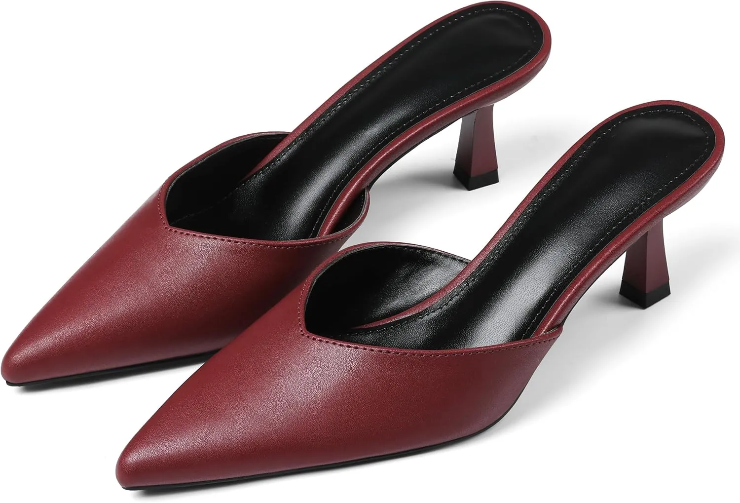 VOMIRA Black Kitten Heels for Women Closed Pointed Toe Stiletto Heels Black Mules for Women Slip On Slingback Heels Dress Party Wedding Heeled Sandals Women's Black Pumps Shoes