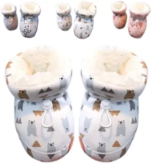 Warm Fur Baby Boots, 2024 New Warm Cozy Fleece Baby Booties, Winter Snow Anti-Slip Soft Sole Warm Sock Shoes