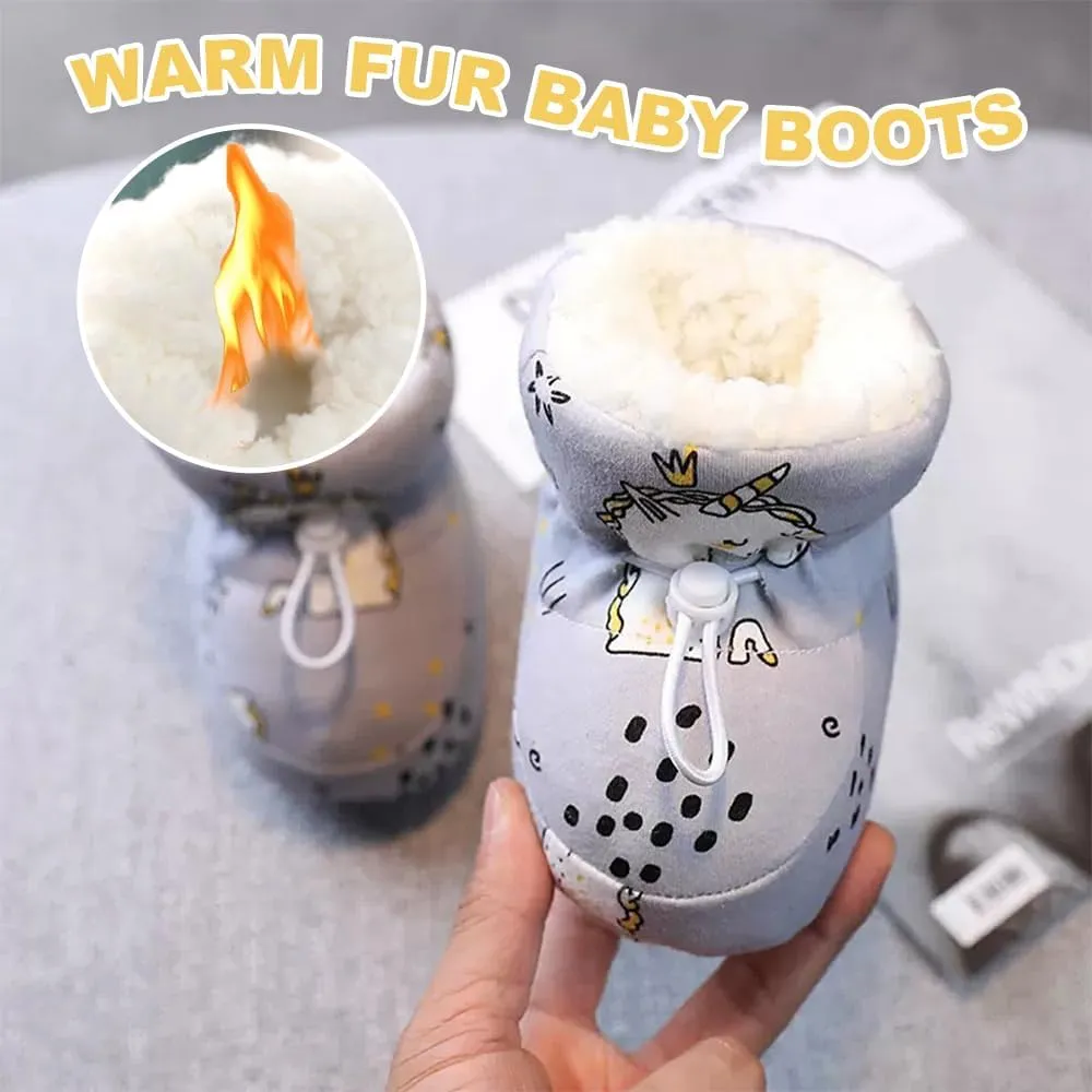Warm Fur Baby Boots, 2024 New Warm Cozy Fleece Baby Booties, Winter Snow Anti-Slip Soft Sole Warm Sock Shoes