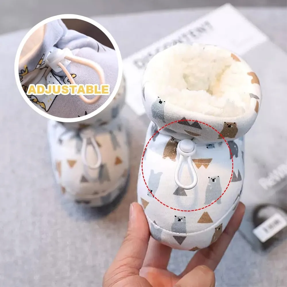 Warm Fur Baby Boots, 2024 New Warm Cozy Fleece Baby Booties, Winter Snow Anti-Slip Soft Sole Warm Sock Shoes