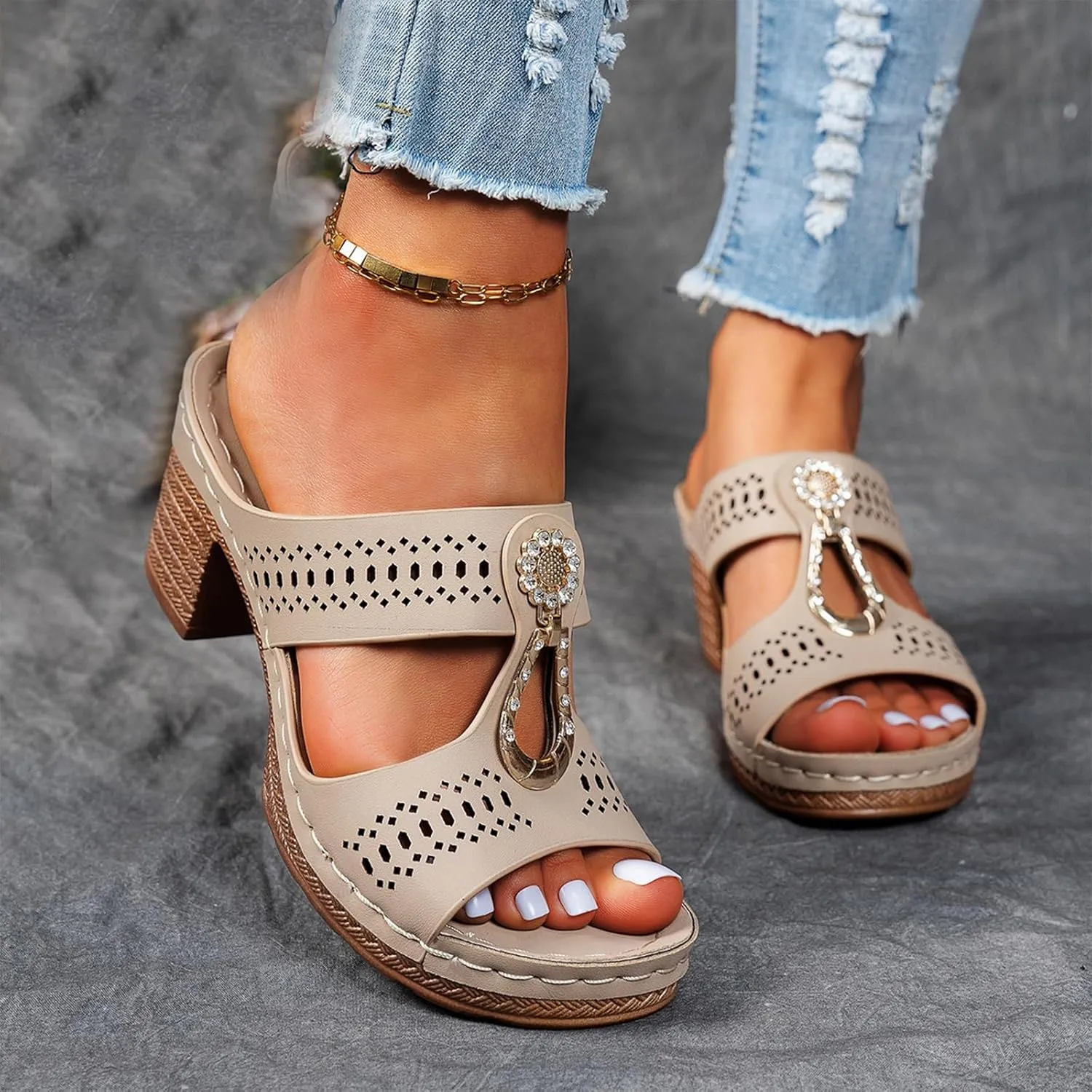 Wedge Heel Sandals for Women Dressy Casual Walking Shoes Comfortable Gladiator Sandals Summer Slip On Fashion Business Office Shoes Beach Vacation Platform Sandal