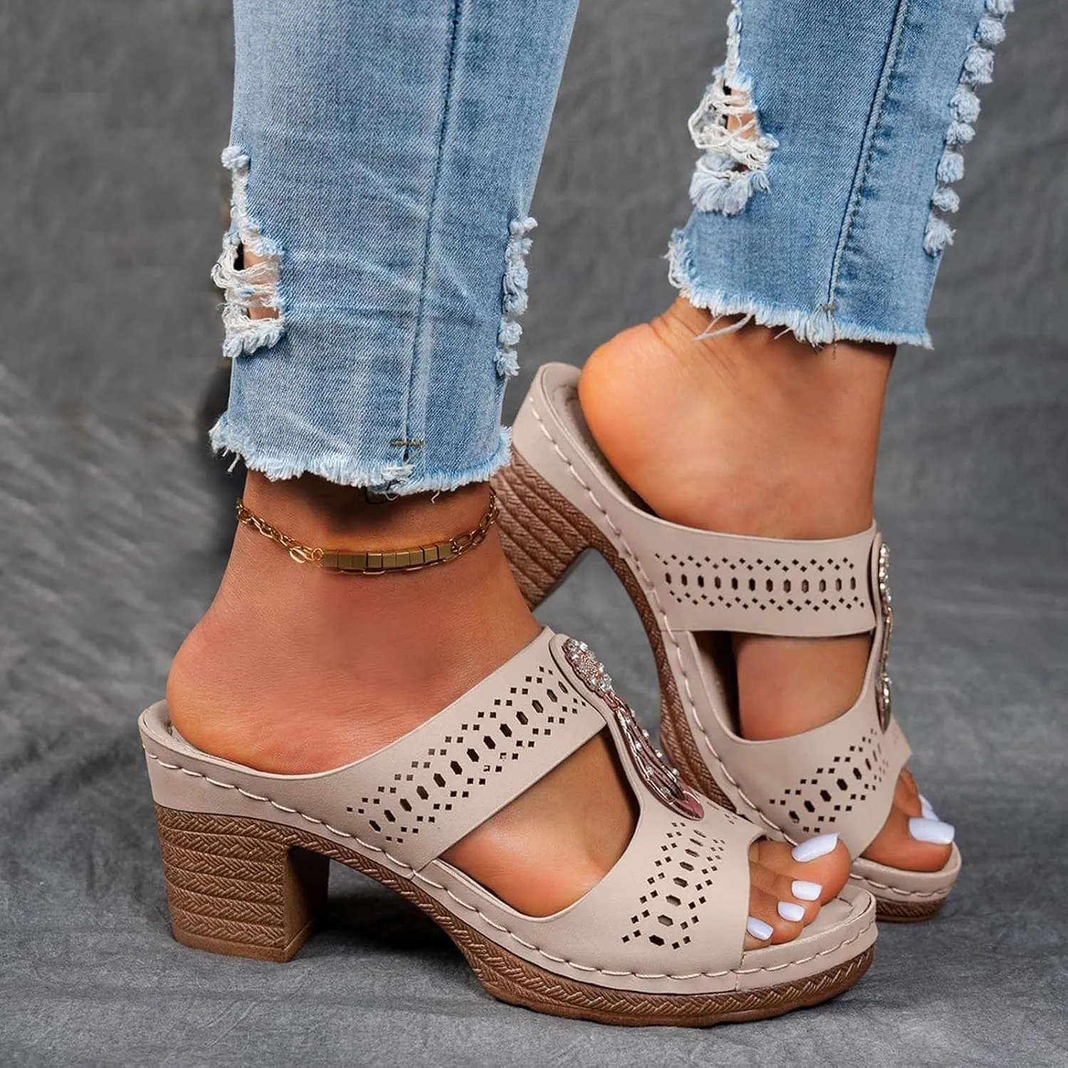 Wedge Heel Sandals for Women Dressy Casual Walking Shoes Comfortable Gladiator Sandals Summer Slip On Fashion Business Office Shoes Beach Vacation Platform Sandal