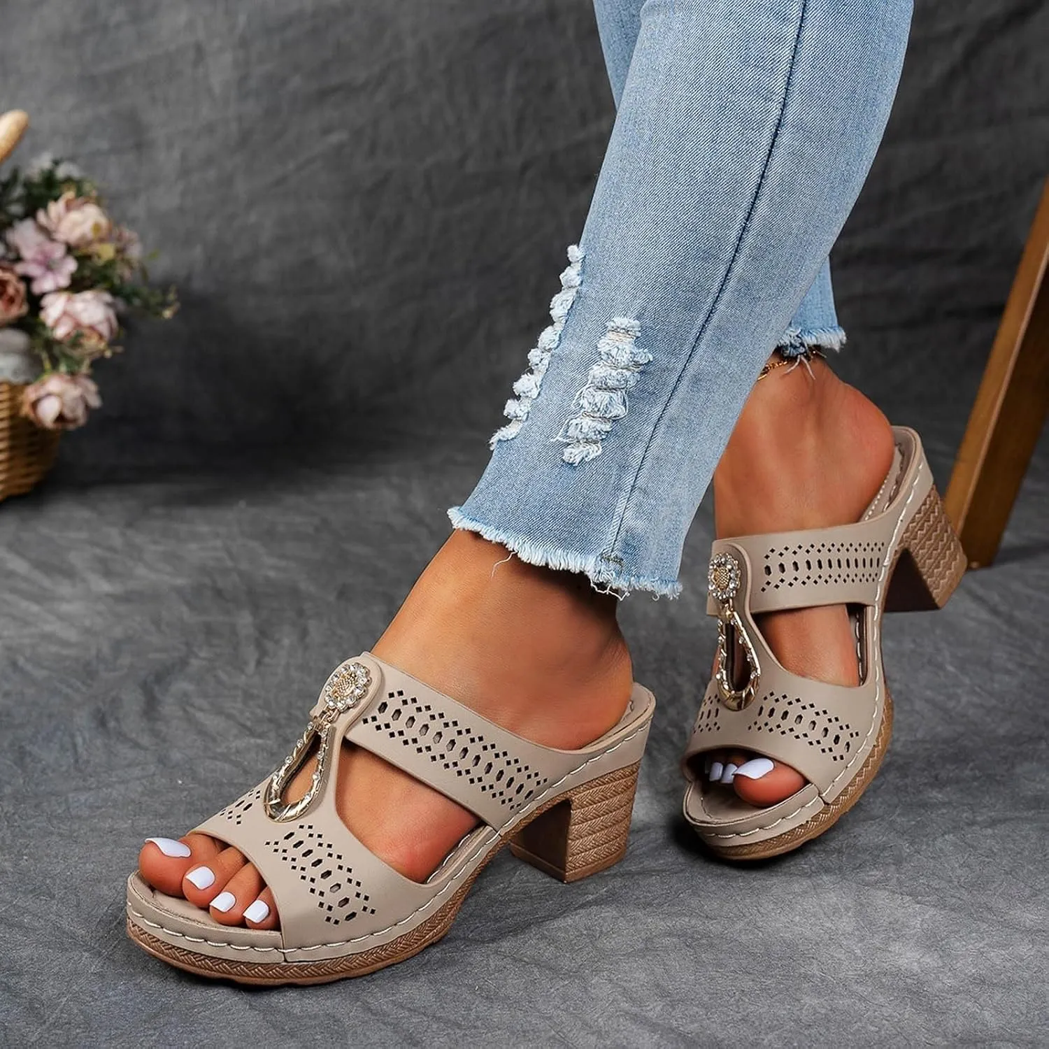 Wedge Heel Sandals for Women Dressy Casual Walking Shoes Comfortable Gladiator Sandals Summer Slip On Fashion Business Office Shoes Beach Vacation Platform Sandal