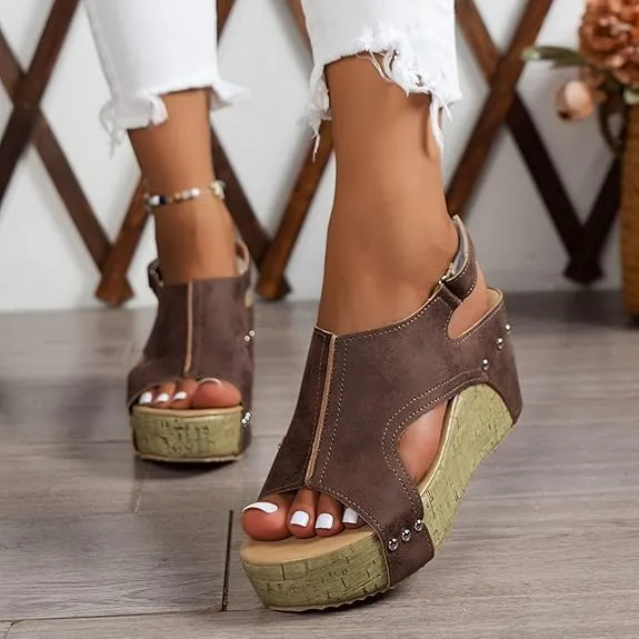 Wedge Sandals for Women 2025 Dressy Platform Open Toe Ankle Strap Espadrilles Wedge Heels Sandals Comfortable Wide Width Boho Summer Beach Sandals Ladies Wedges