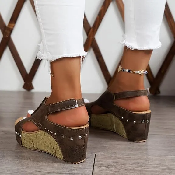 Wedge Sandals for Women 2025 Dressy Platform Open Toe Ankle Strap Espadrilles Wedge Heels Sandals Comfortable Wide Width Boho Summer Beach Sandals Ladies Wedges