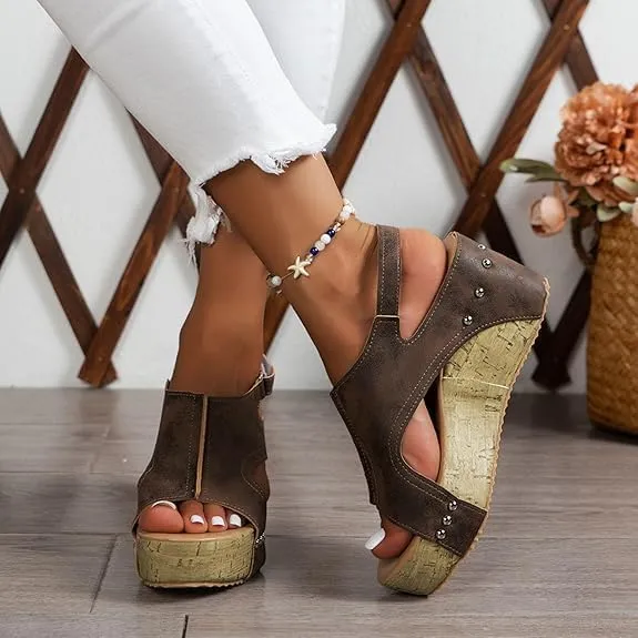 Wedge Sandals for Women 2025 Dressy Platform Open Toe Ankle Strap Espadrilles Wedge Heels Sandals Comfortable Wide Width Boho Summer Beach Sandals Ladies Wedges