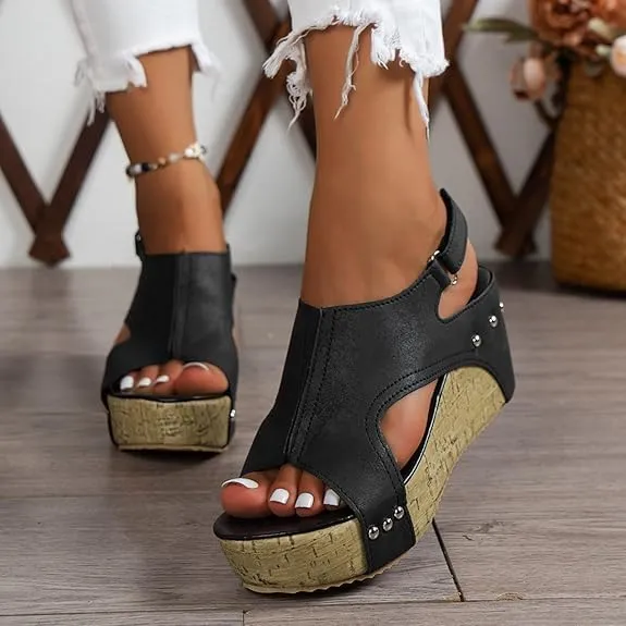 Wedge Sandals for Women 2025 Dressy Platform Open Toe Ankle Strap Espadrilles Wedge Heels Sandals Comfortable Wide Width Boho Summer Beach Sandals Ladies Wedges