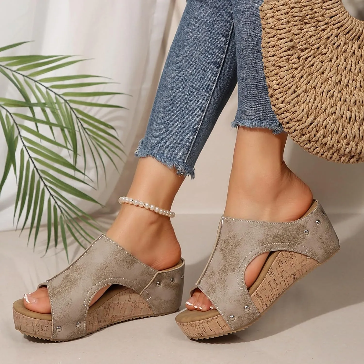 Wedge Sandals for Women 2025 New Platform Sandals with Ankle Strap Open Toe Espadrilles Wedge Heels Arch Support Dressy Casual Boho Summer Beach Ladies