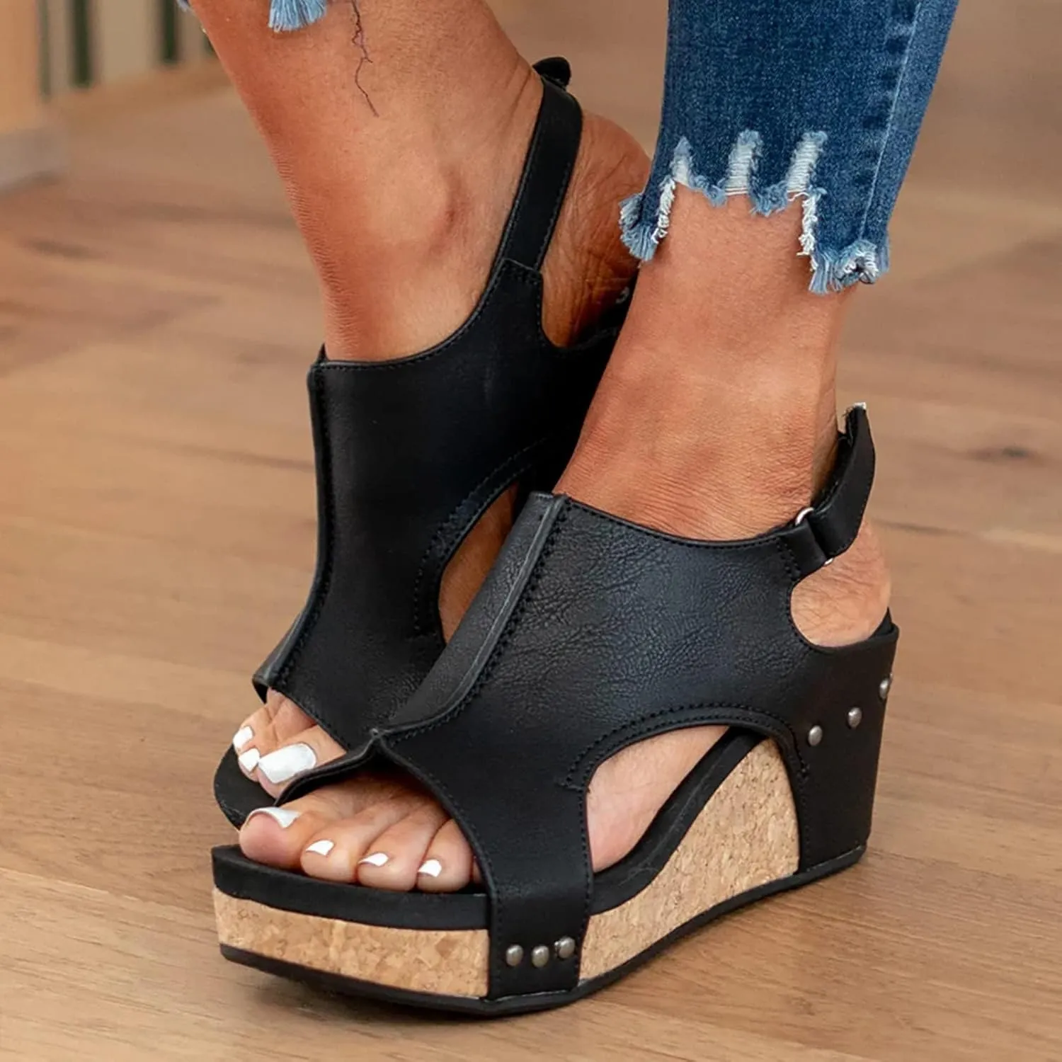 Wedge Sandals for Women 2025,Comfortable Platform Wedges Sandals with Ankle Strap Open Toe Espadrilles Wedge Heels Sandal Dressy,Espadrilles Summer Beach Casual Ladies Trendy Wedges Shoes