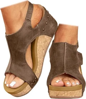 Wedge Sandals for Women Dressy Summer,Women's Open Toe Espadrilles Platform Ankle Strap Comfortable Cork Heeled Wedges Casual Summer Dress Shoes