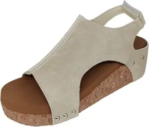 Wedge Sandals for Women Dressy Summer,Women's Open Toe Espadrilles Platform Ankle Strap Comfortable Cork Heeled Wedges Casual Summer Dress Shoes