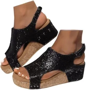 Wedge Sandals for Women Dressy Summer,Women's Open Toe Espadrilles Platform Ankle Strap Comfortable Cork Heeled Wedges Casual Summer Dress Shoes