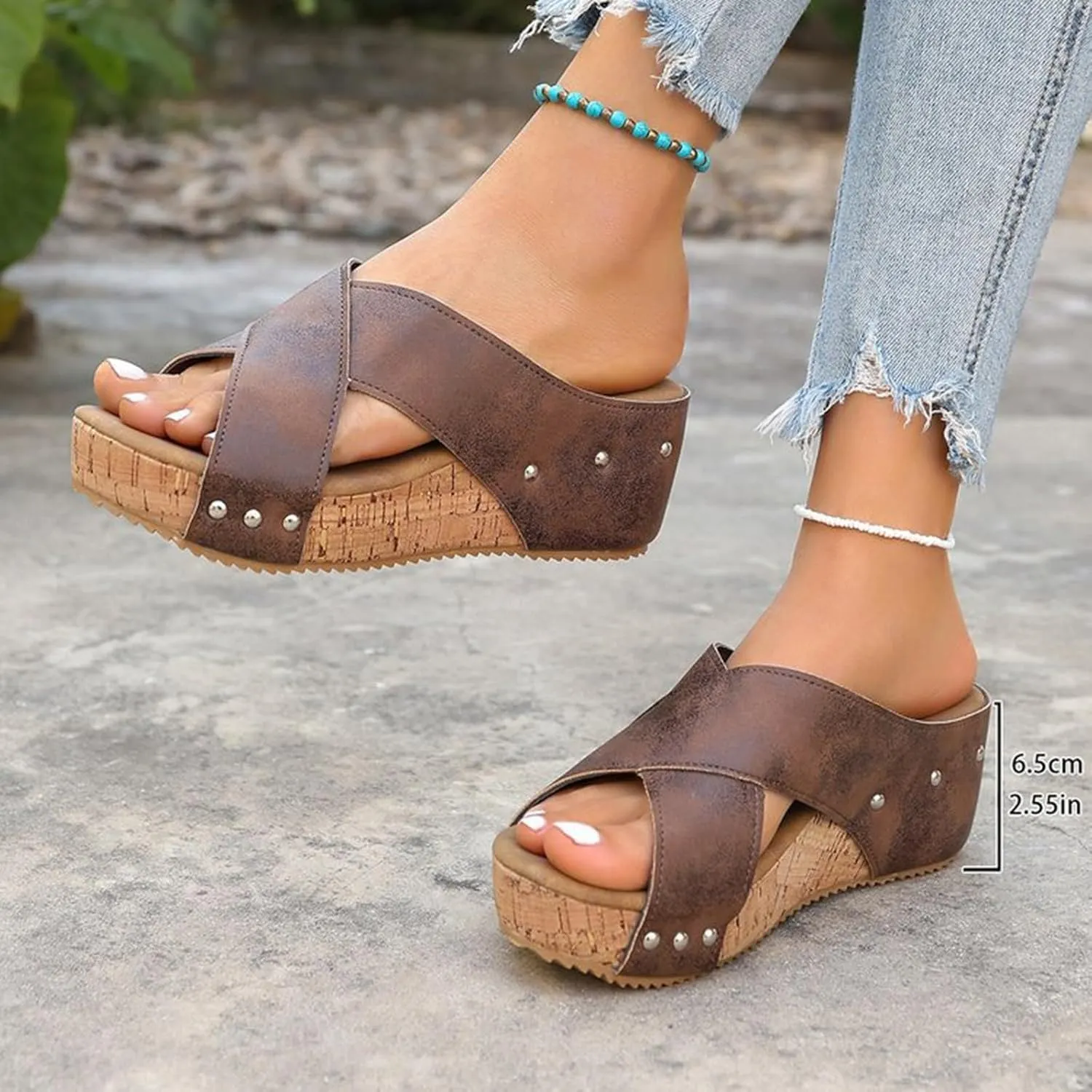 Wedge Sandals for Women Orthopedic Arch Support Walking Shoes Casual Espadrilles Wedge Heels Sandal Dressy Platform Beach Sandal Open Toe Slip-On Sandals Wide Width Boho Shoe