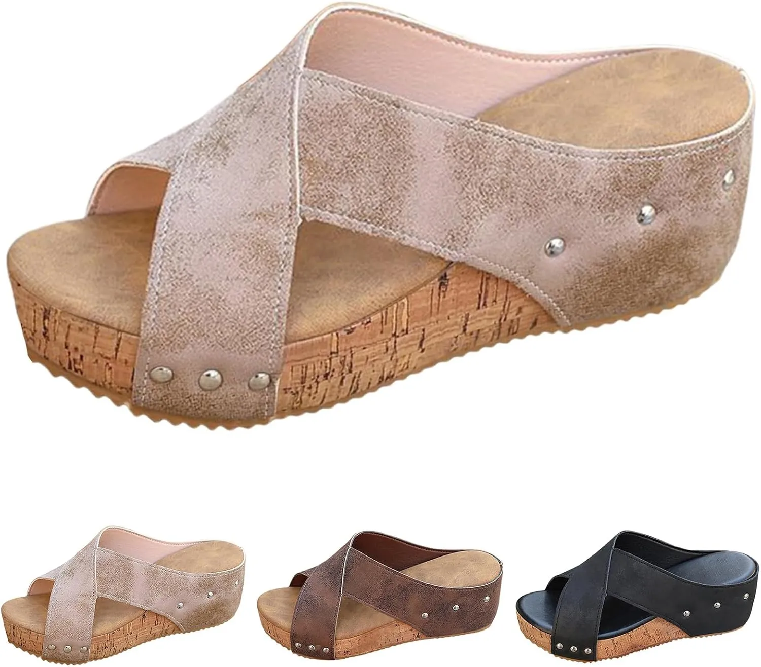 Wedge Sandals for Women Orthopedic Arch Support Walking Shoes Casual Espadrilles Wedge Heels Sandal Dressy Platform Beach Sandal Open Toe Slip-On Sandals Wide Width Boho Shoe
