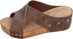 Wedge Sandals for Women Orthopedic Arch Support Walking Shoes Casual Espadrilles Wedge Heels Sandal Dressy Platform Beach Sandal Open Toe Slip-On Sandals Wide Width Boho Shoe
